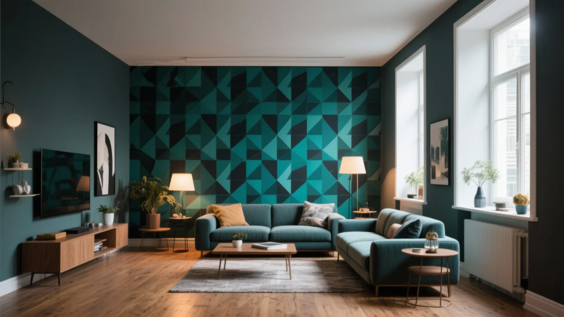6. Teal and Black Patterned Wallpaper