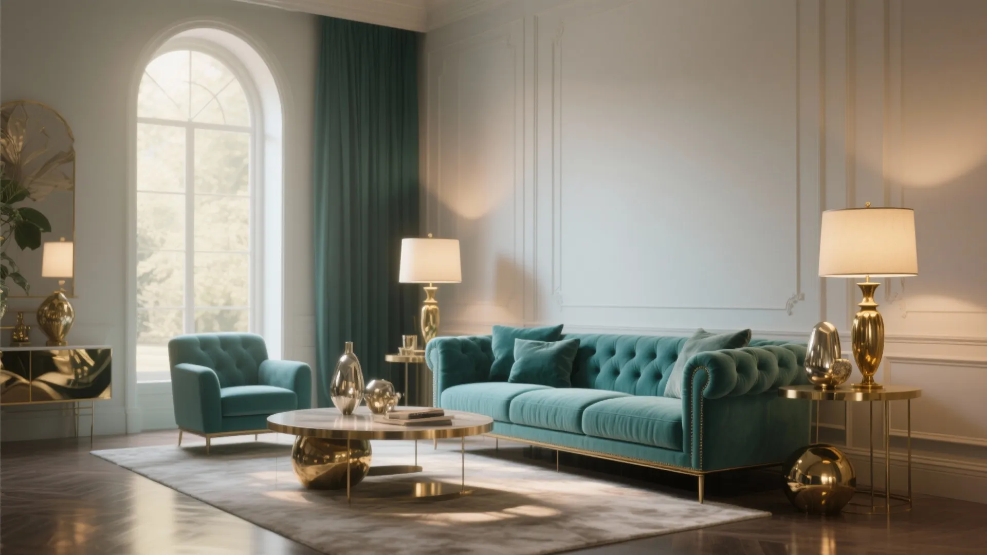 3. Teal and Brass for a Luxe Vibe