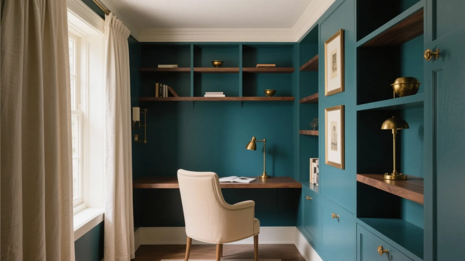 Deep Teal + Brass + Sand Beige