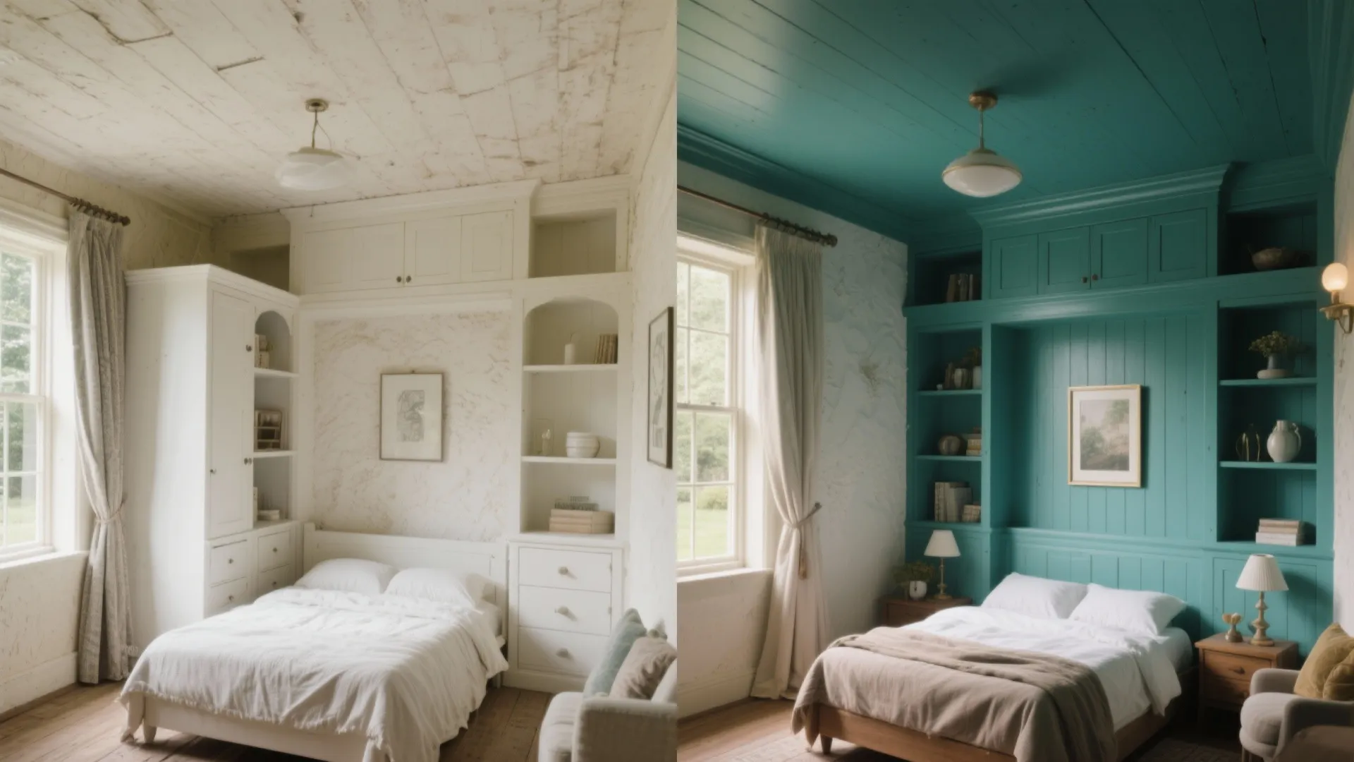 5. Accent ceilings and built-ins for small rooms