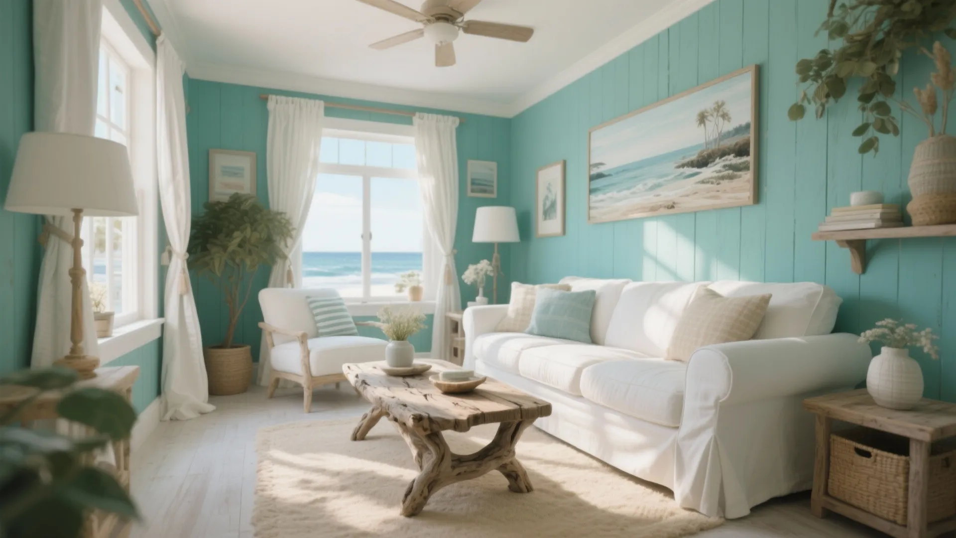 7. Teal and White Coastal Theme