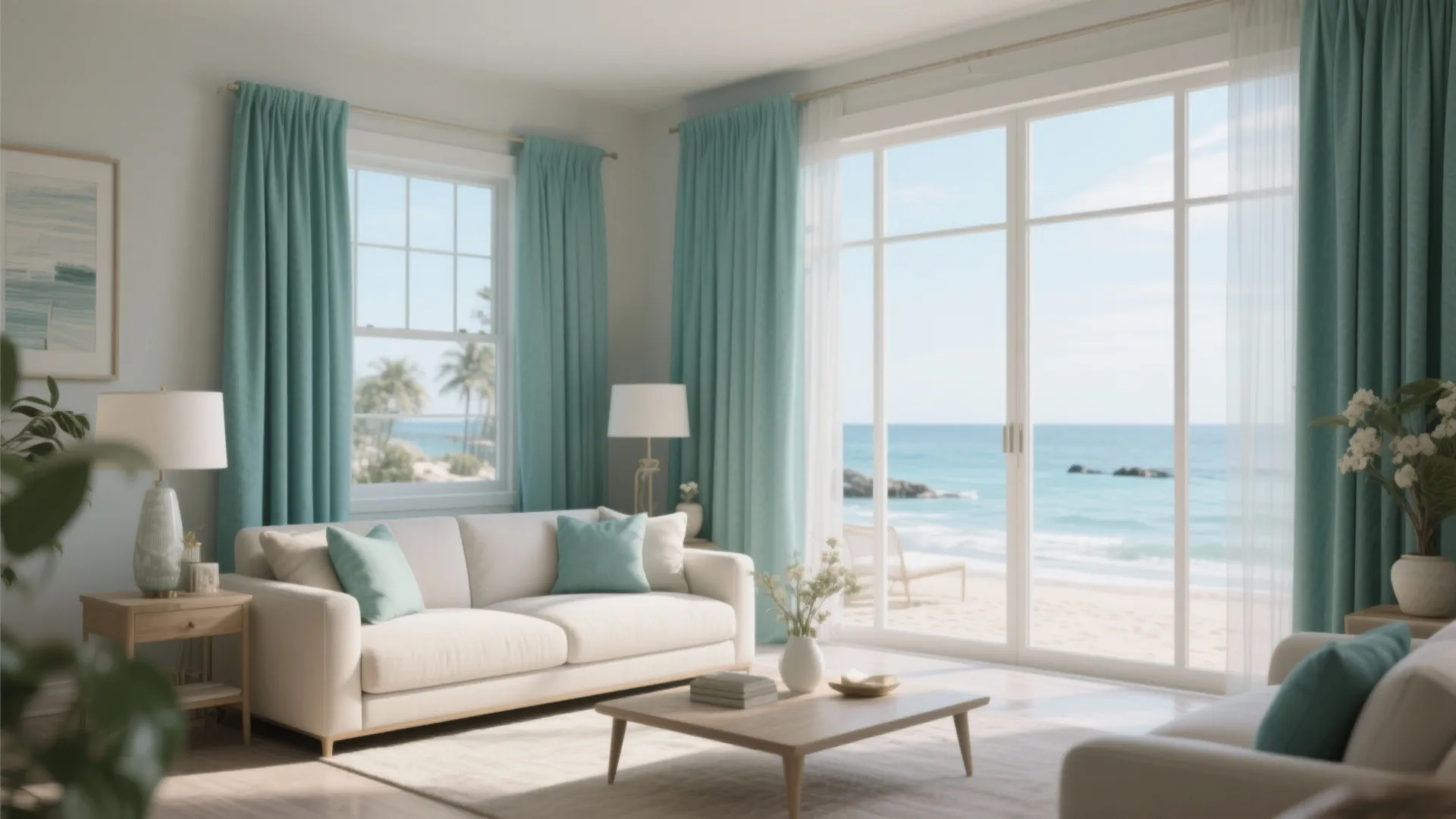 Teal Curtains for a Dramatic Frame