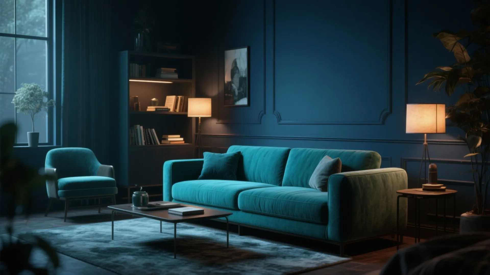 7. Teal with Dark Moody Walls