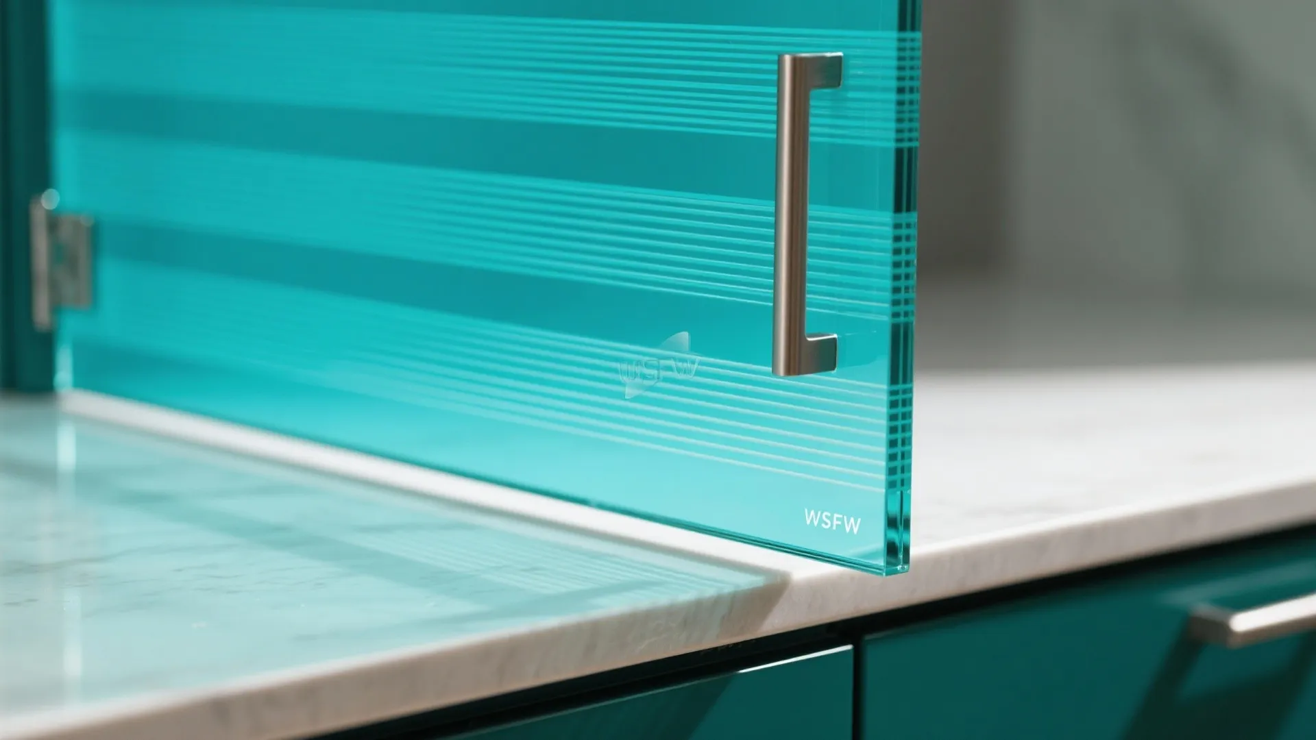 3. Back-painted glass with etched accents for color and depth