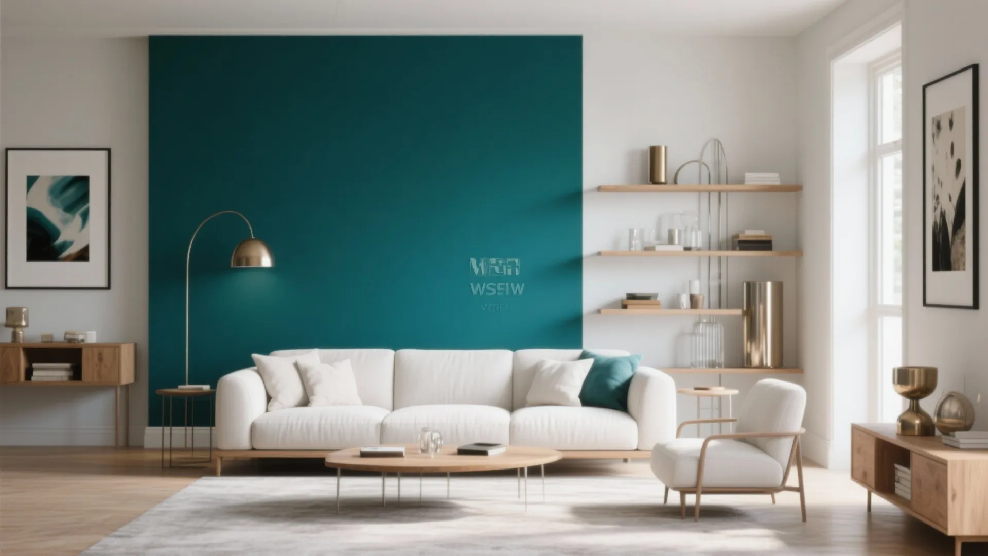 Deep Teal Or Charcoal Feature Wall