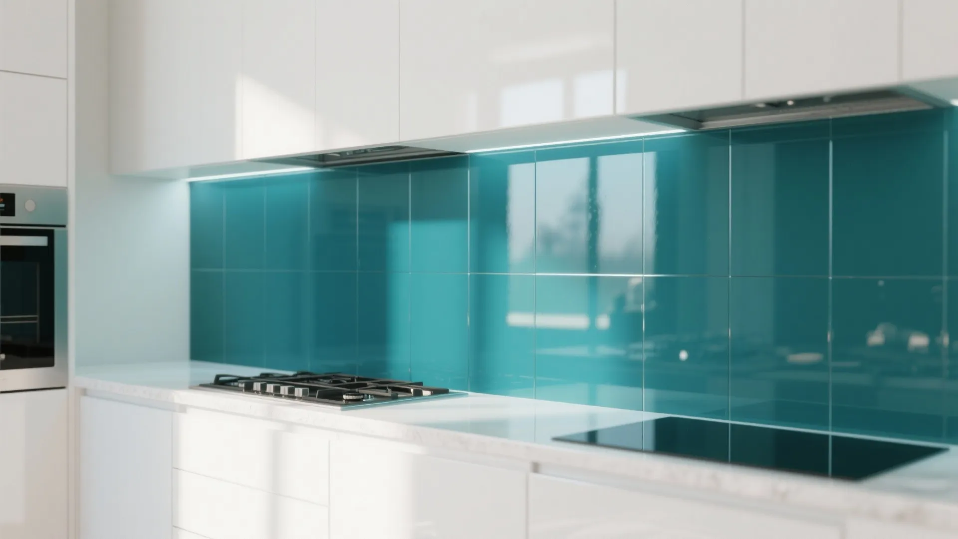 3. Bold colored glass or enamel panels