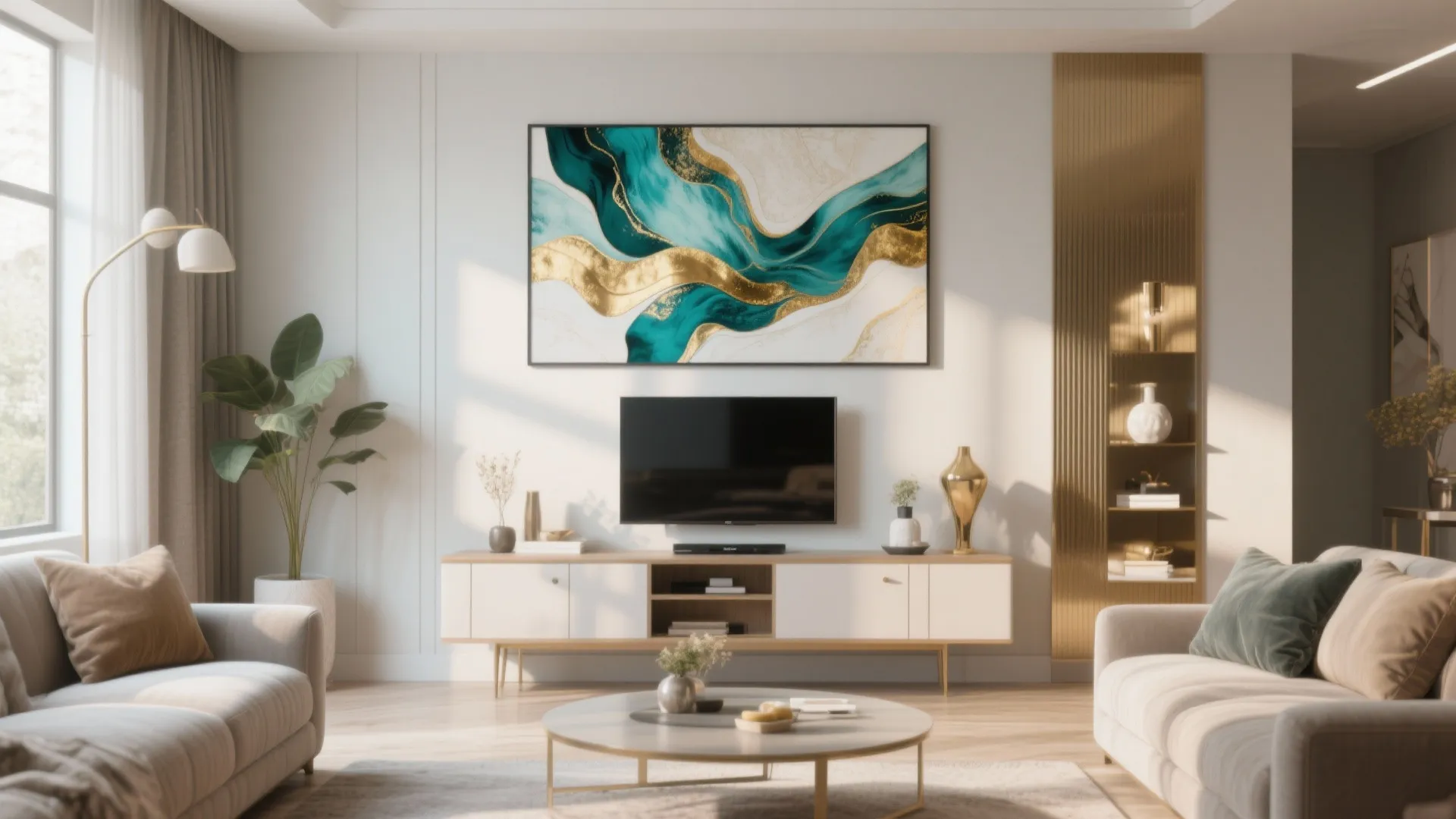 7. Teal and Gold Artwork