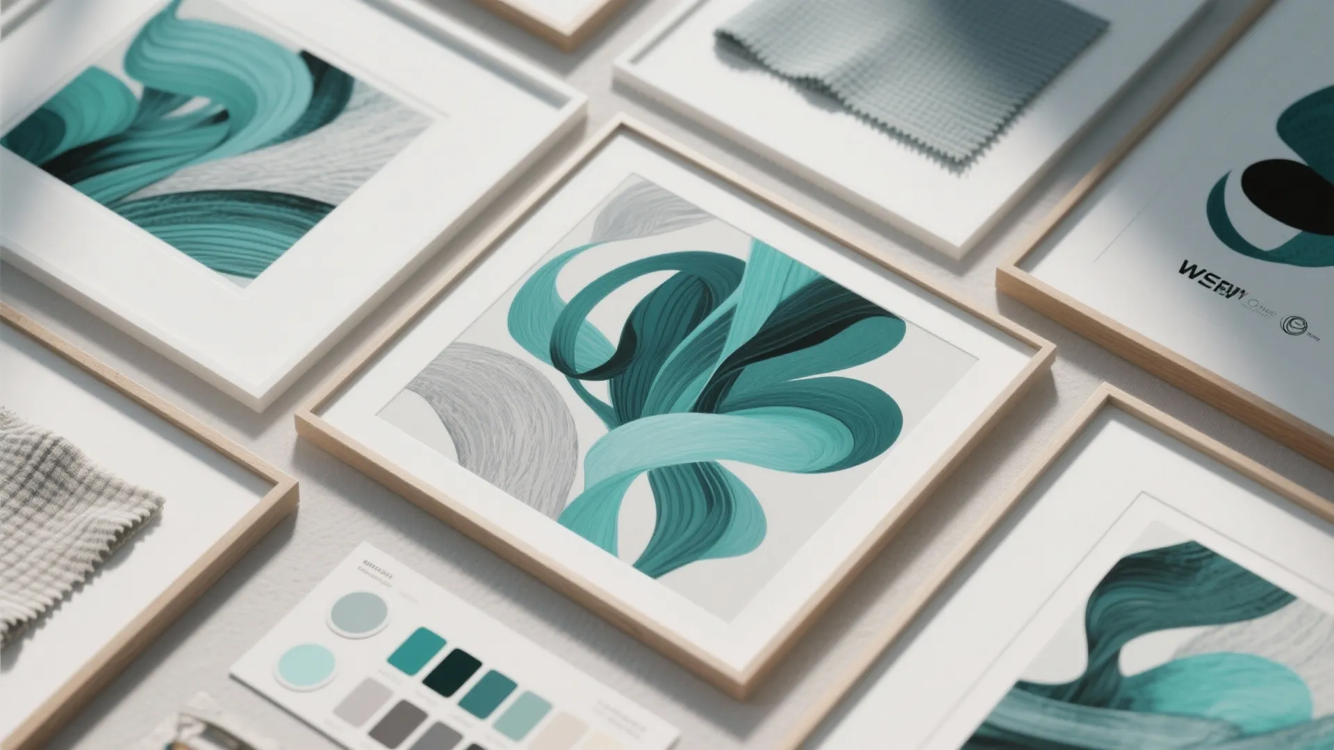 4. Teal and Grey Art Wall