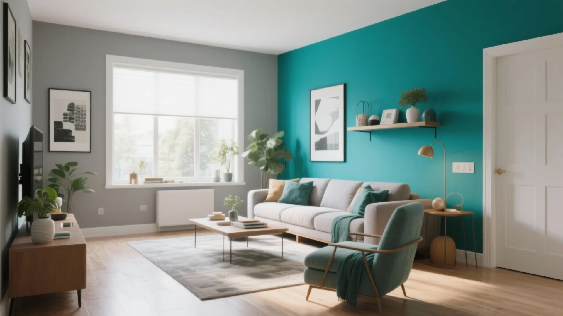 9. Teal and Warm Grey Balance