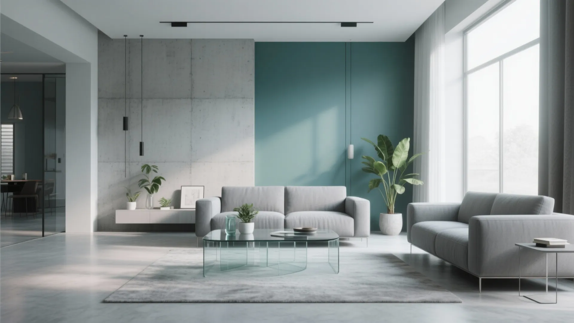 2. Modern Minimalism with Teal & Grey