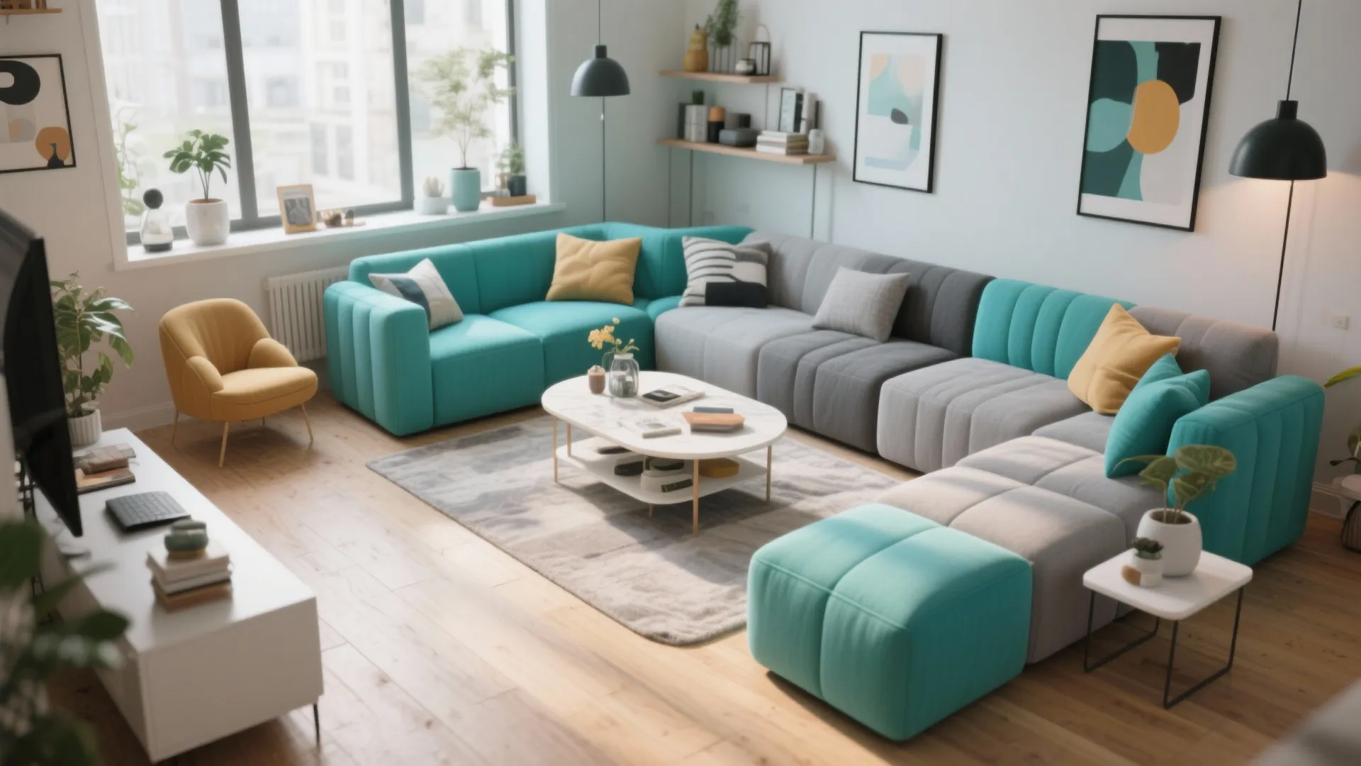 7. Teal and Grey Modular Furniture