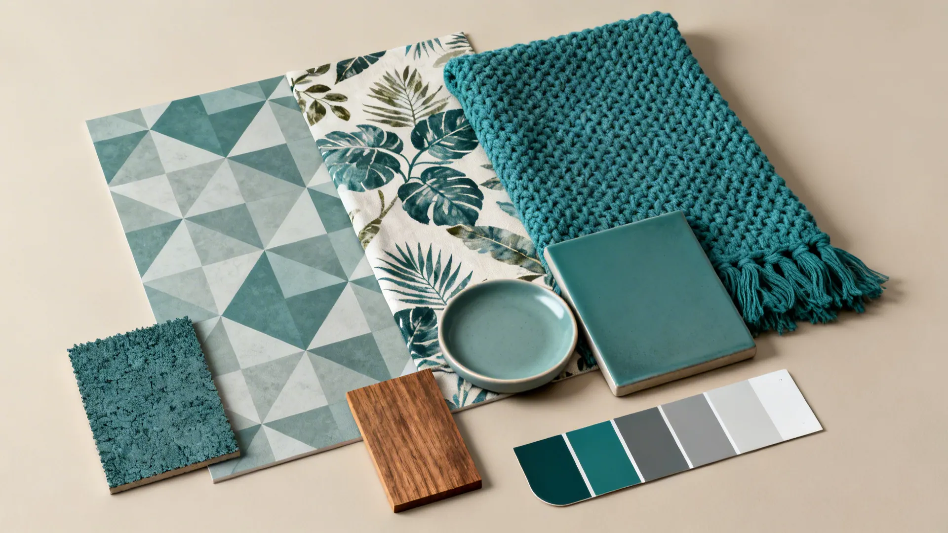 4. Pattern Play: Teal-Grey Prints and Textures
