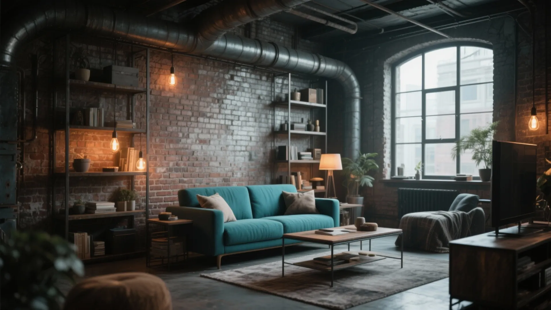 9. Industrial Chic with Teal