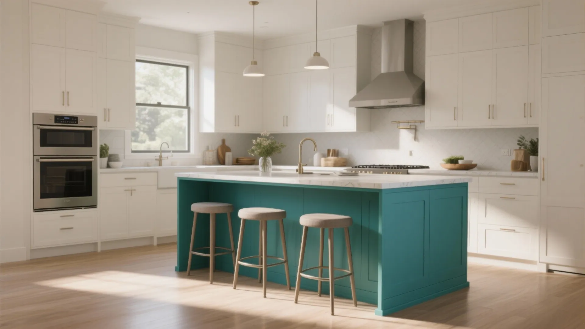 5. Accent islands and bold pop colors