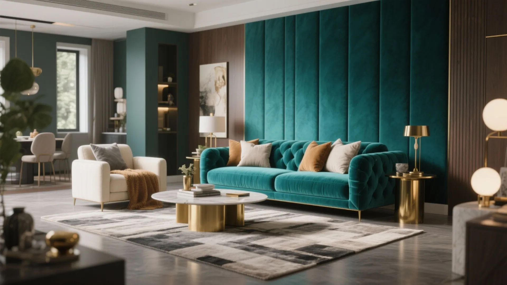 5. Teal Layered with Neutrals — Sophisticated Contrast