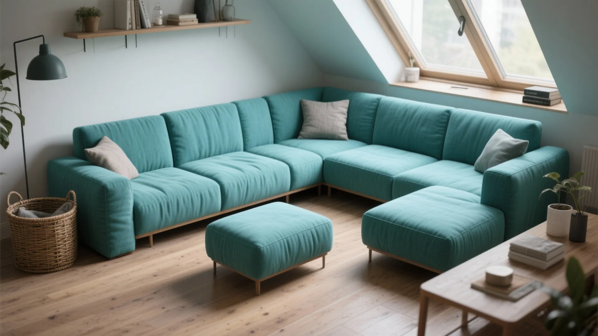 2. Teal Modular Seating for Flexible Layouts