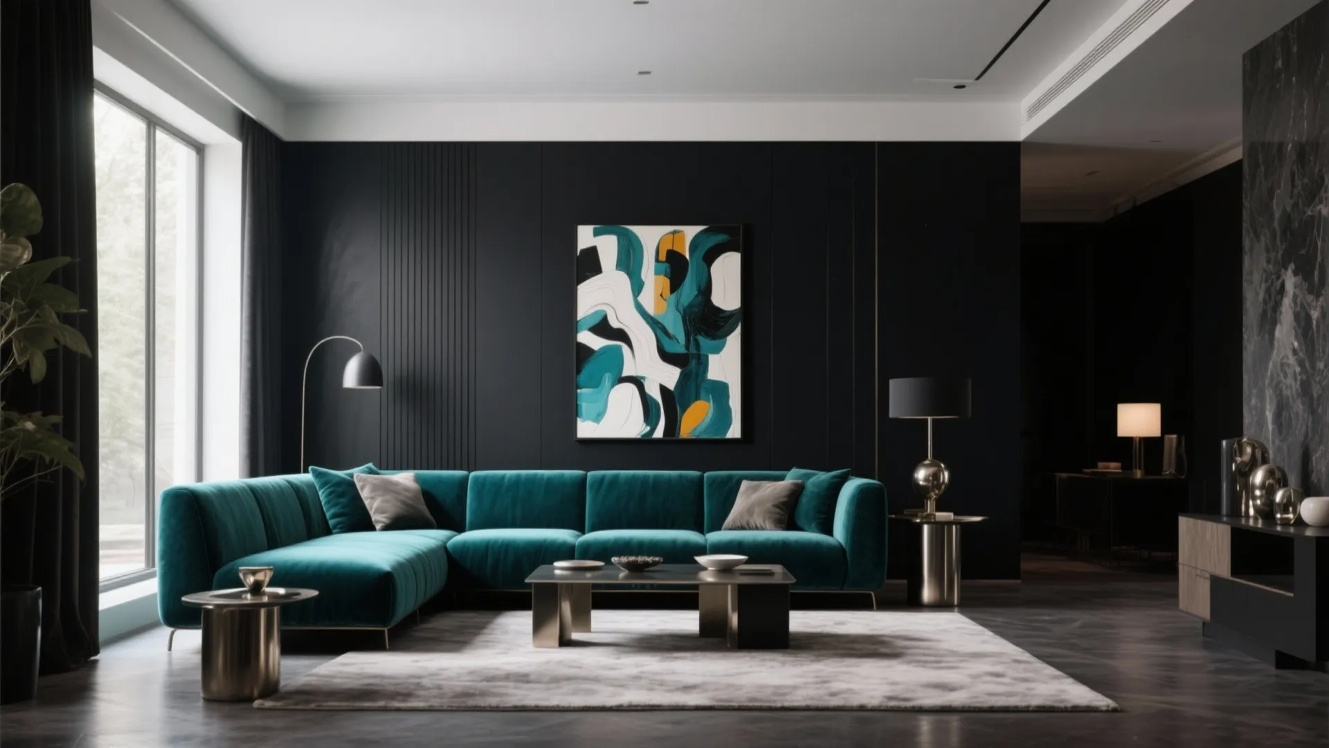 4. Teal with Monochrome Backdrop