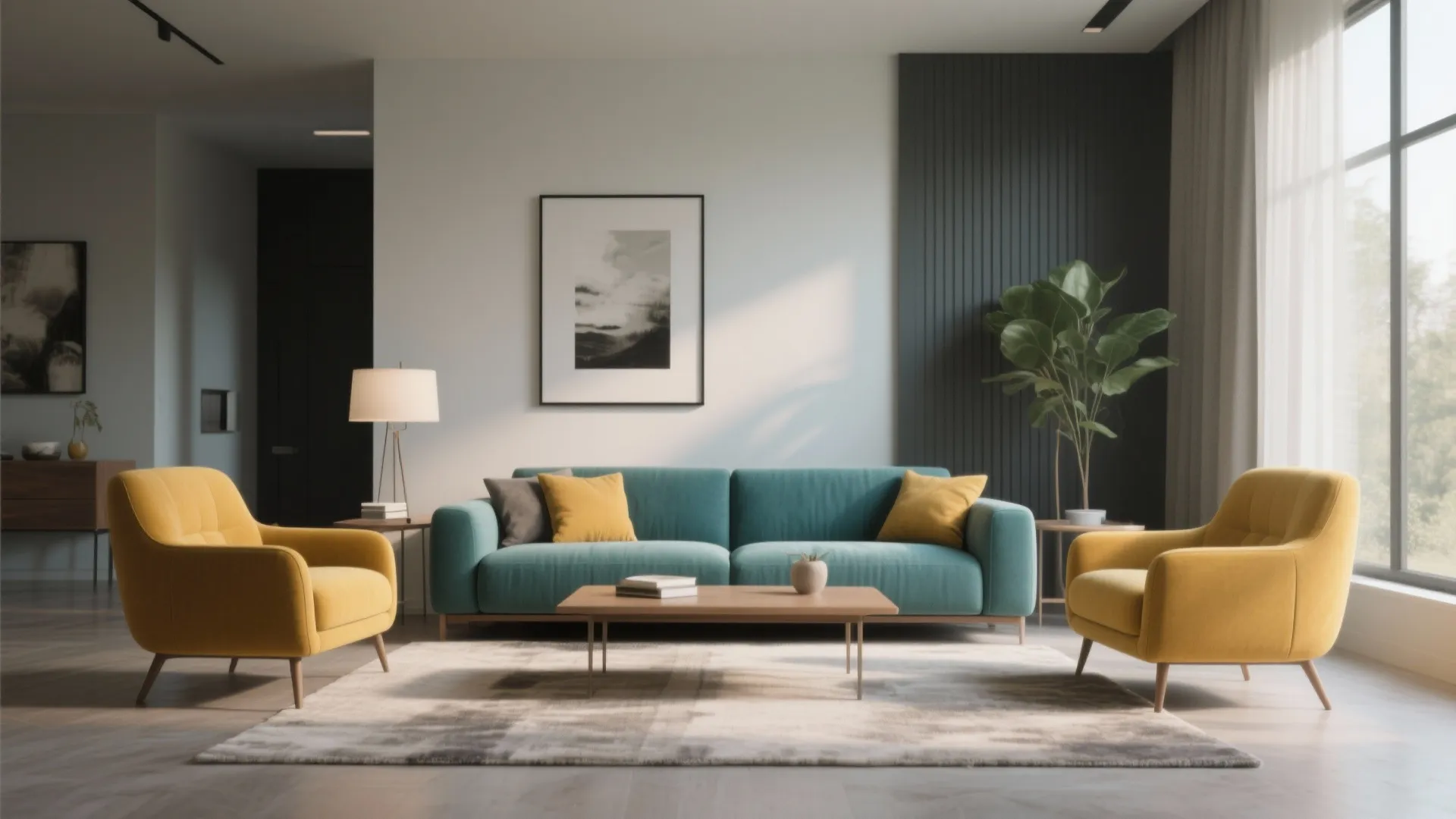 8. Teal + Mustard Contrast