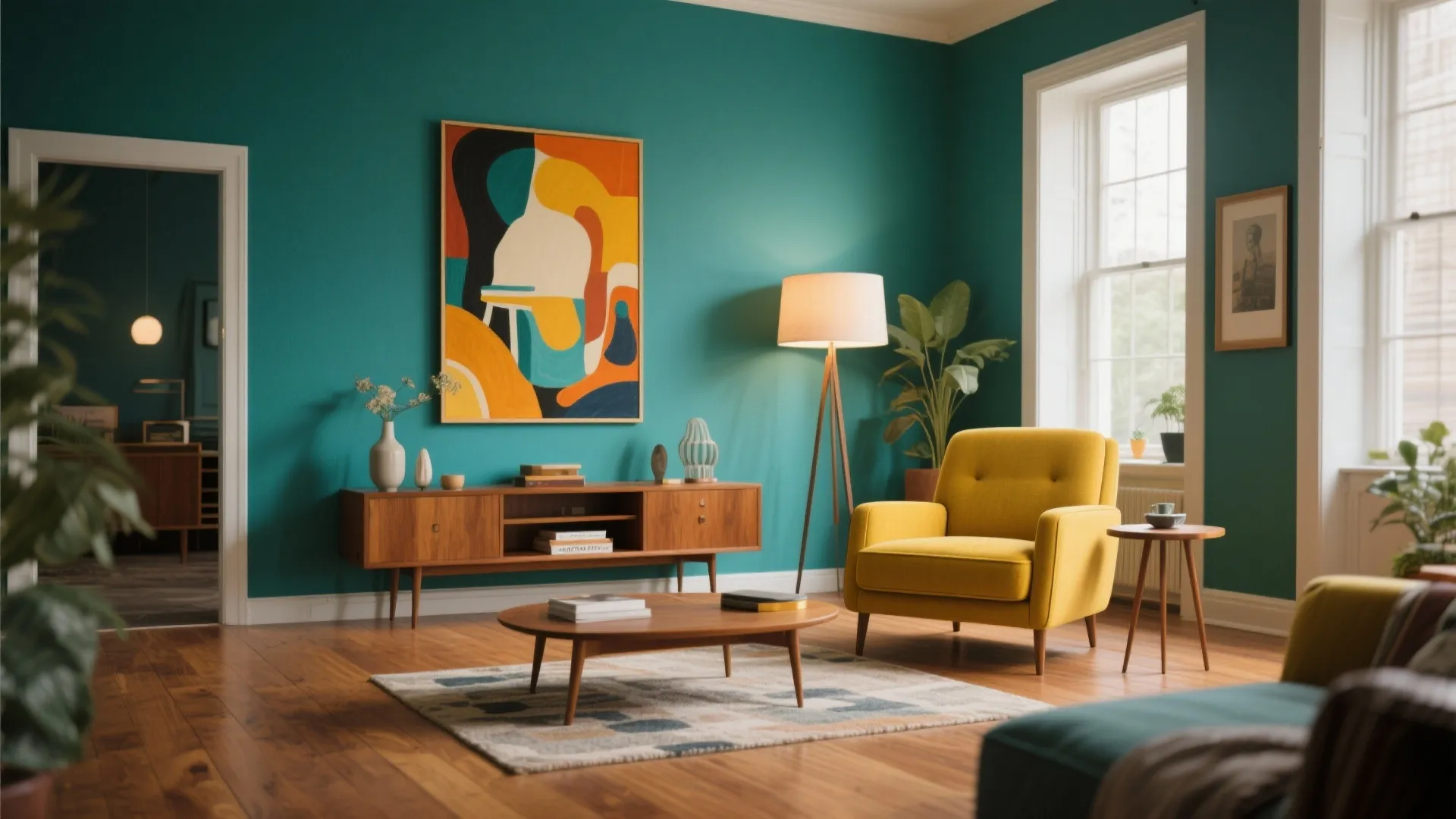 4. Teal and Mustard Contrast