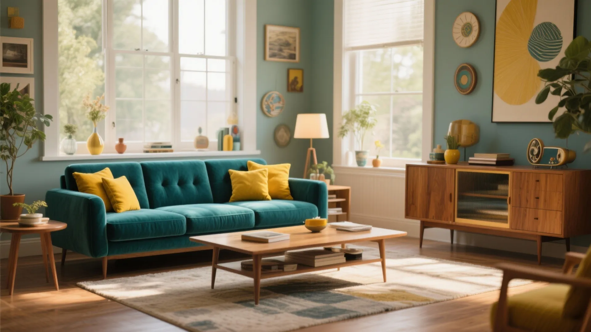 2. Teal and Mustard Contrast