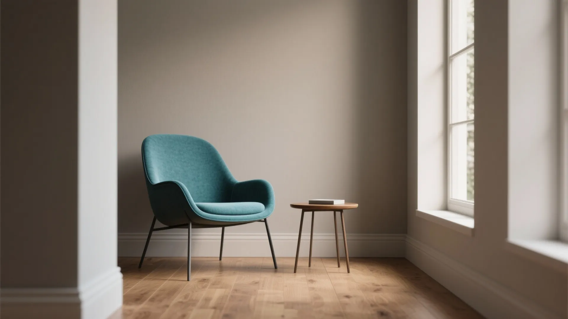 1. Teal Accent Chair with Neutral Backdrop