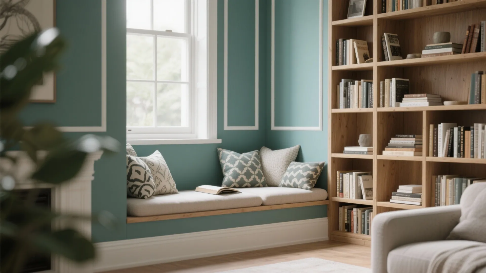 Muted Teal and Off-White