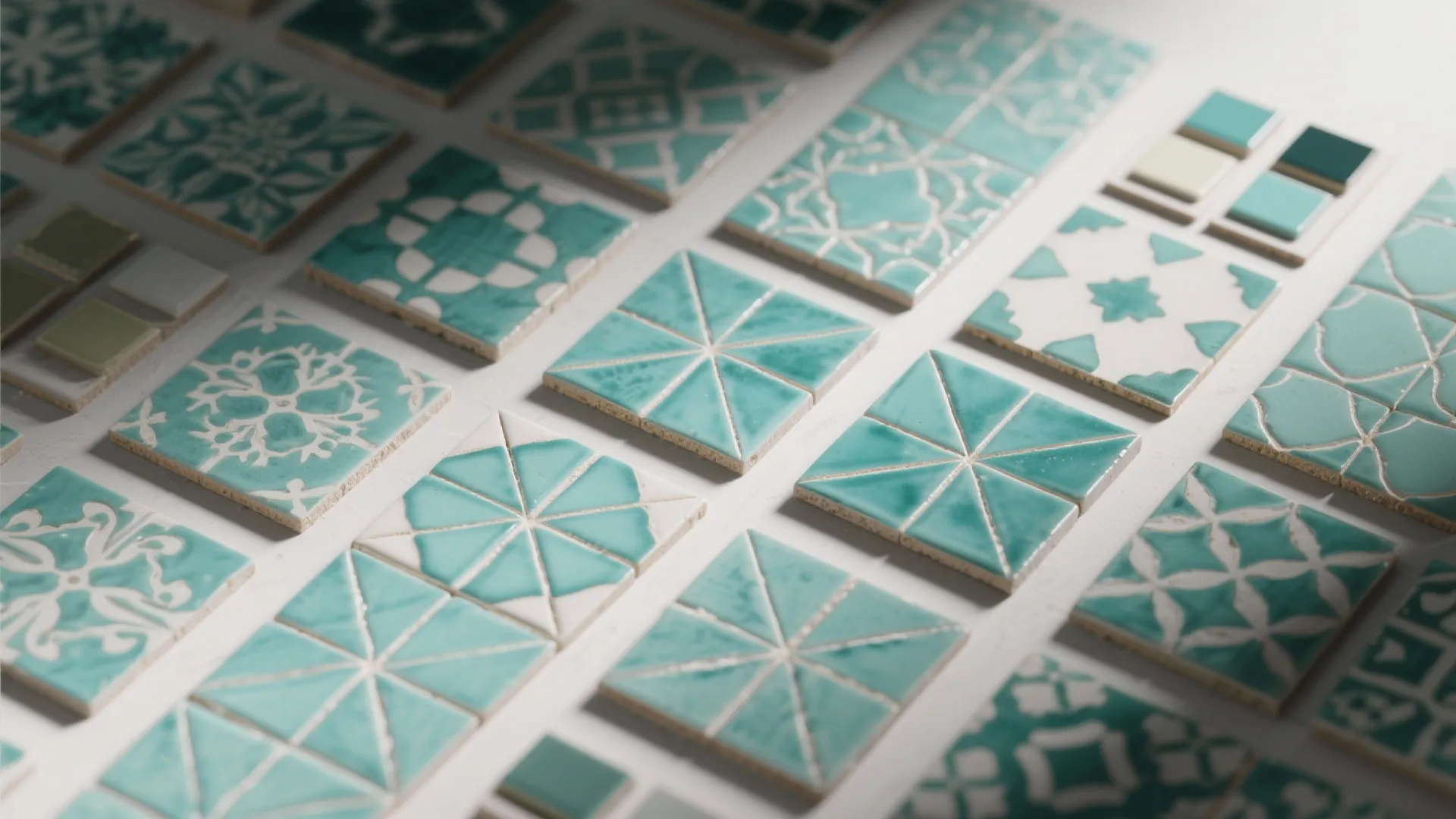 2. Patterned Teal Tiles for Visual Interest