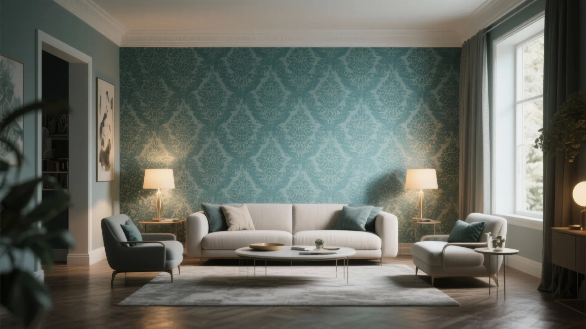 Teal Patterned Wallpaper