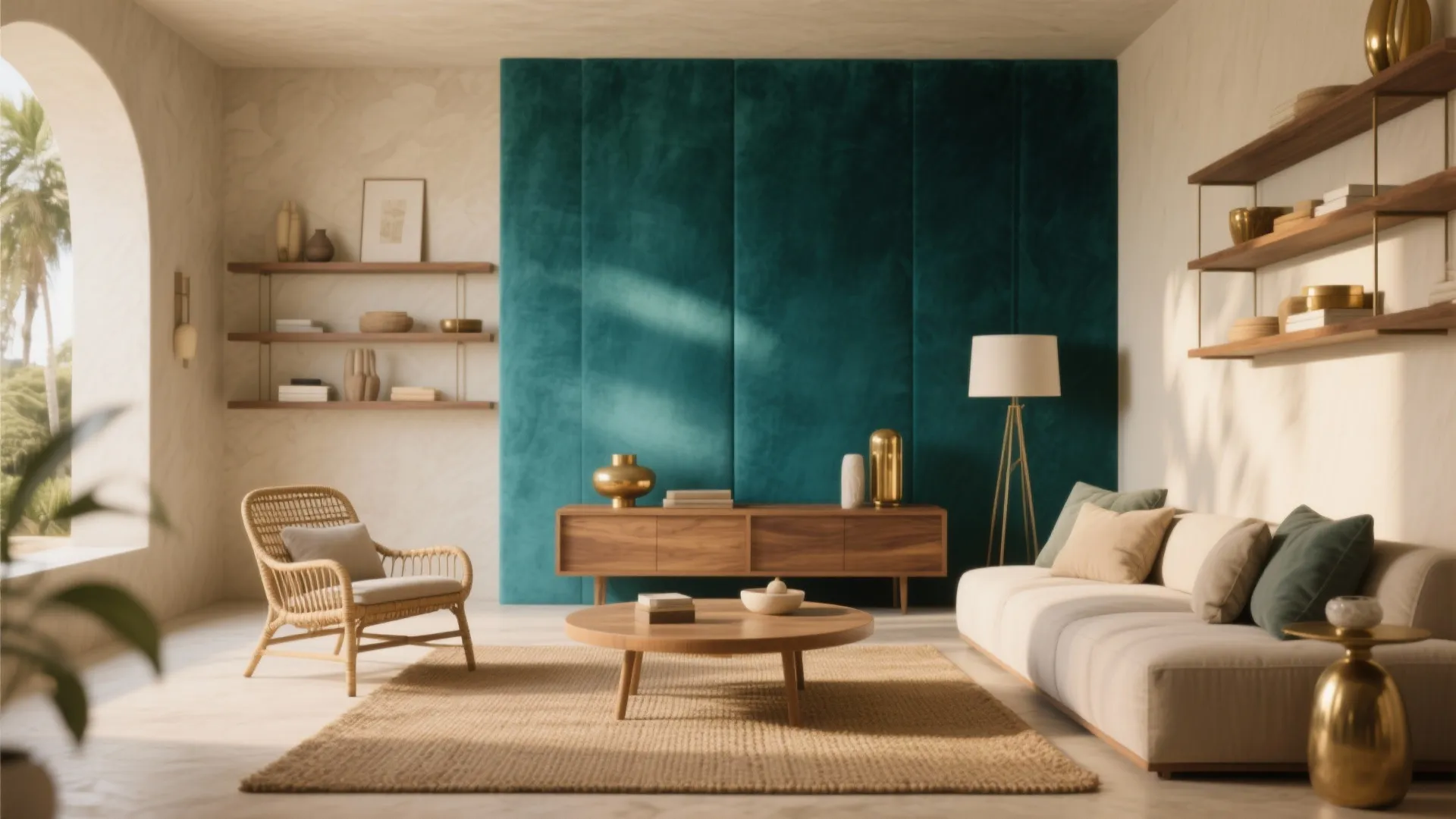 2) Teal + Sand: depth with a sun-washed counterpoint