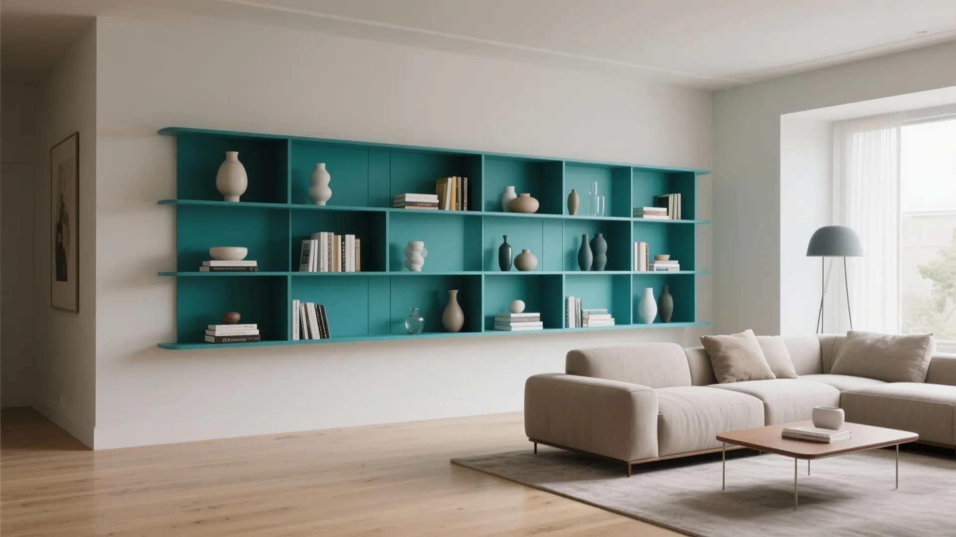 7. Teal in Modular Shelving