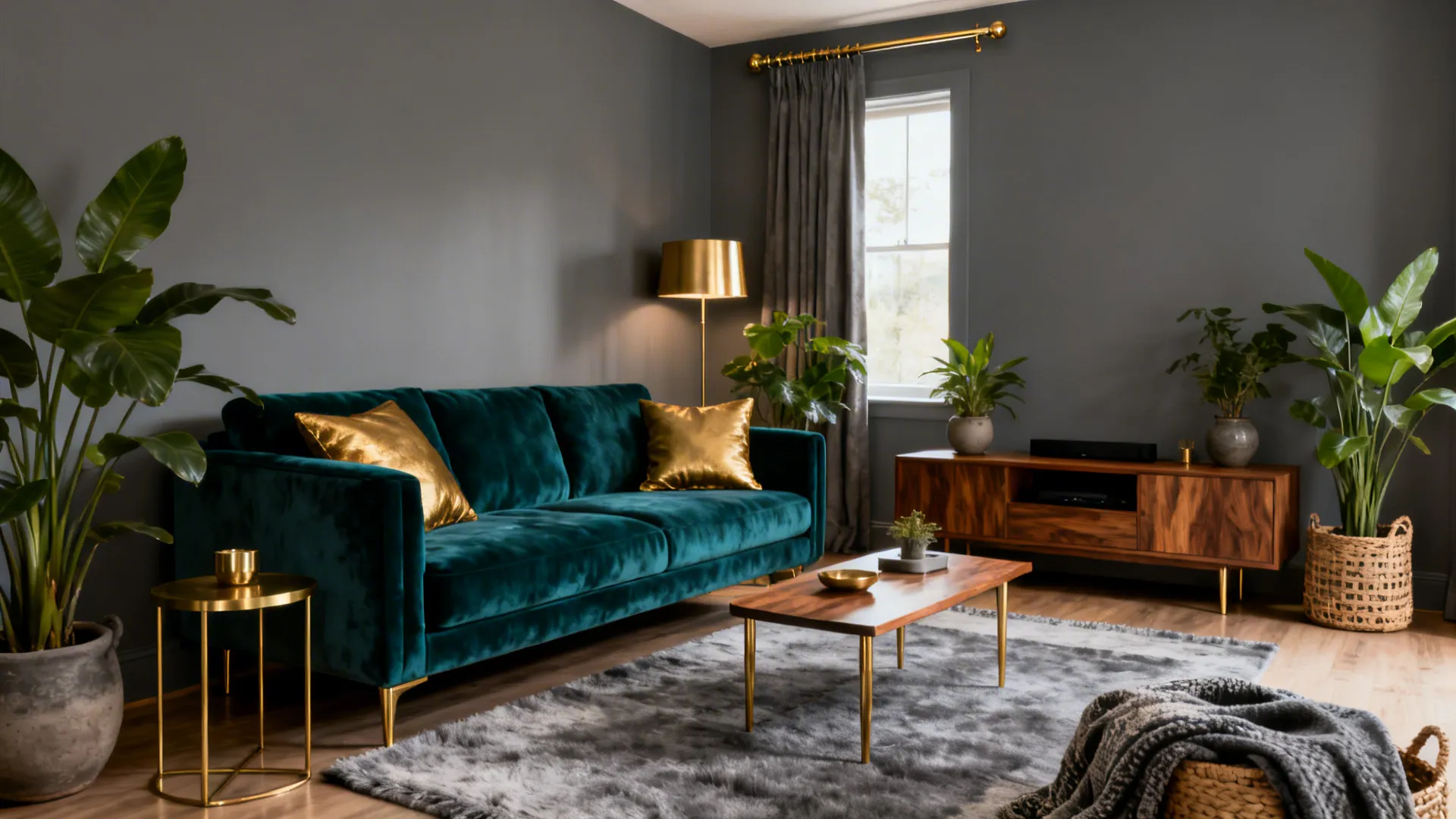 Teal, Grey & Gold: 5 Living Room Ideas