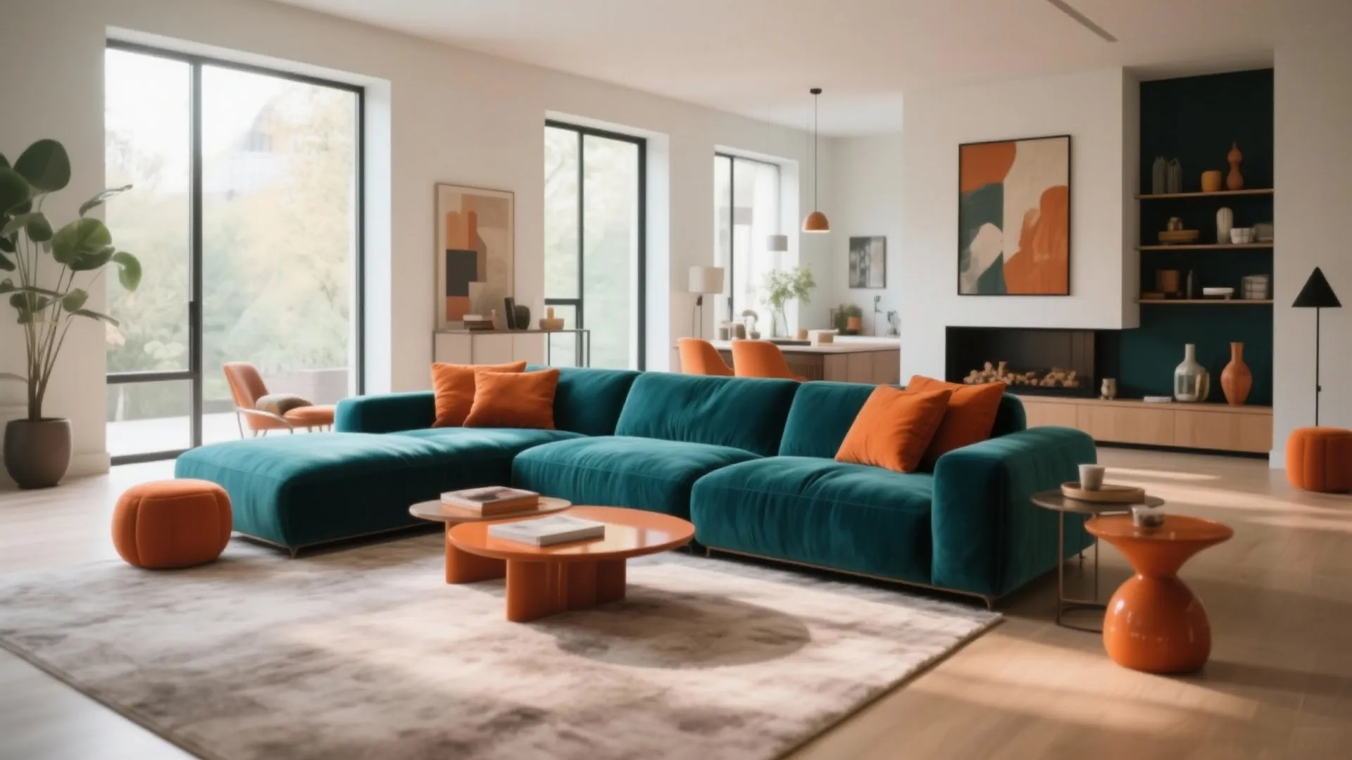 5. Teal Sofa as a Focal Point