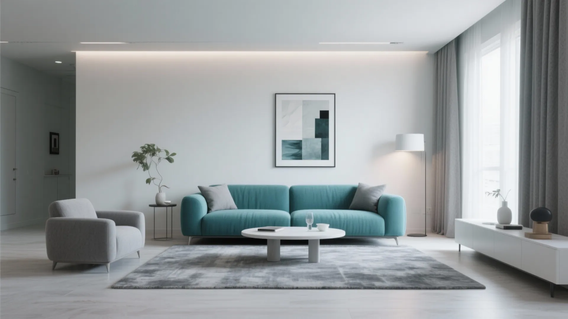 9. Teal and Soft Grey Palette