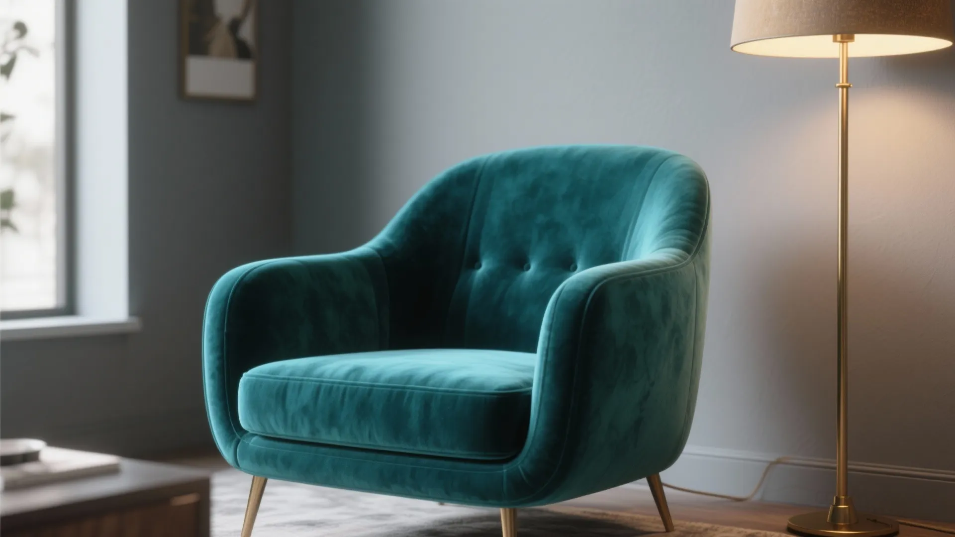 4. Teal Velvet Armchair