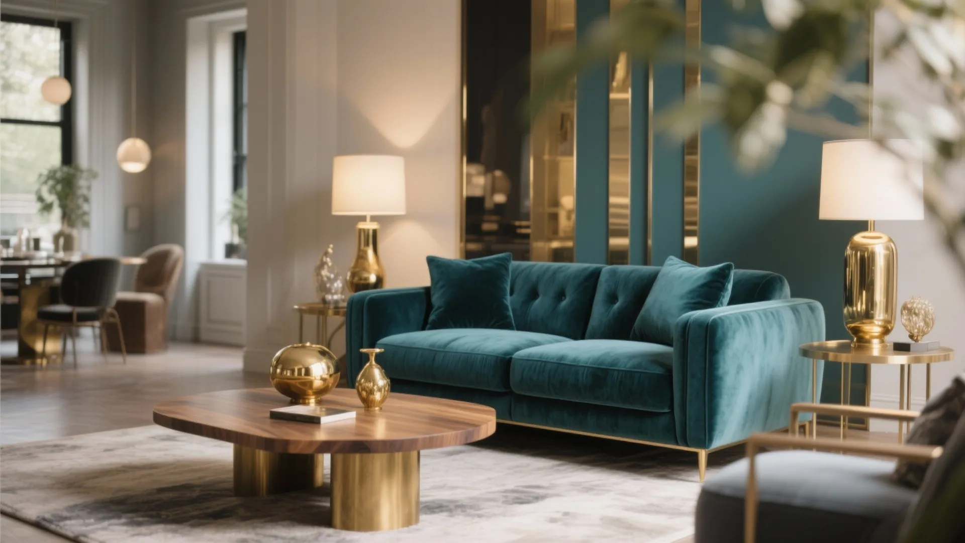 2. Teal Velvet Sofa as the Focal Point
