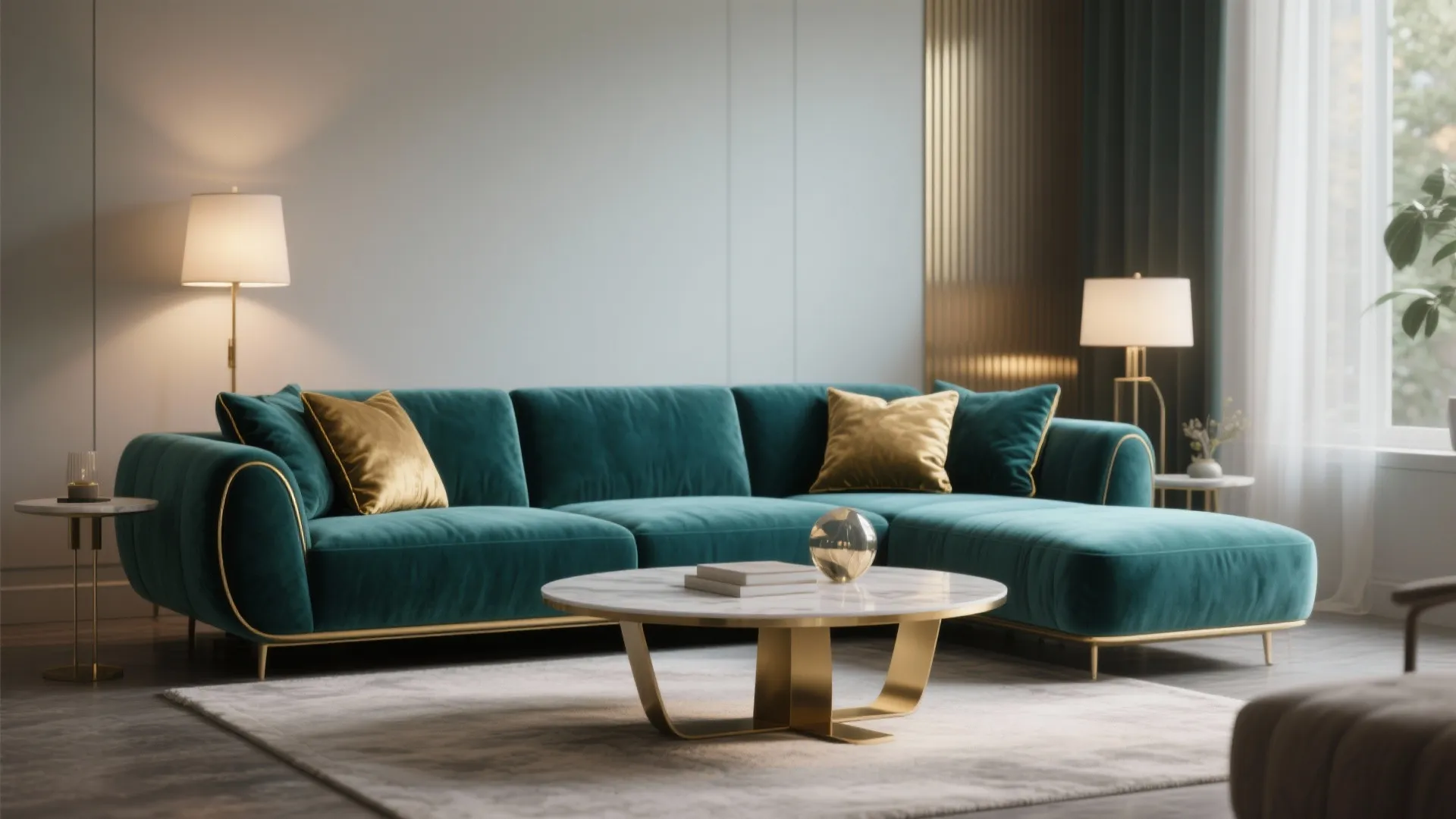 3. Teal Velvet Sofa