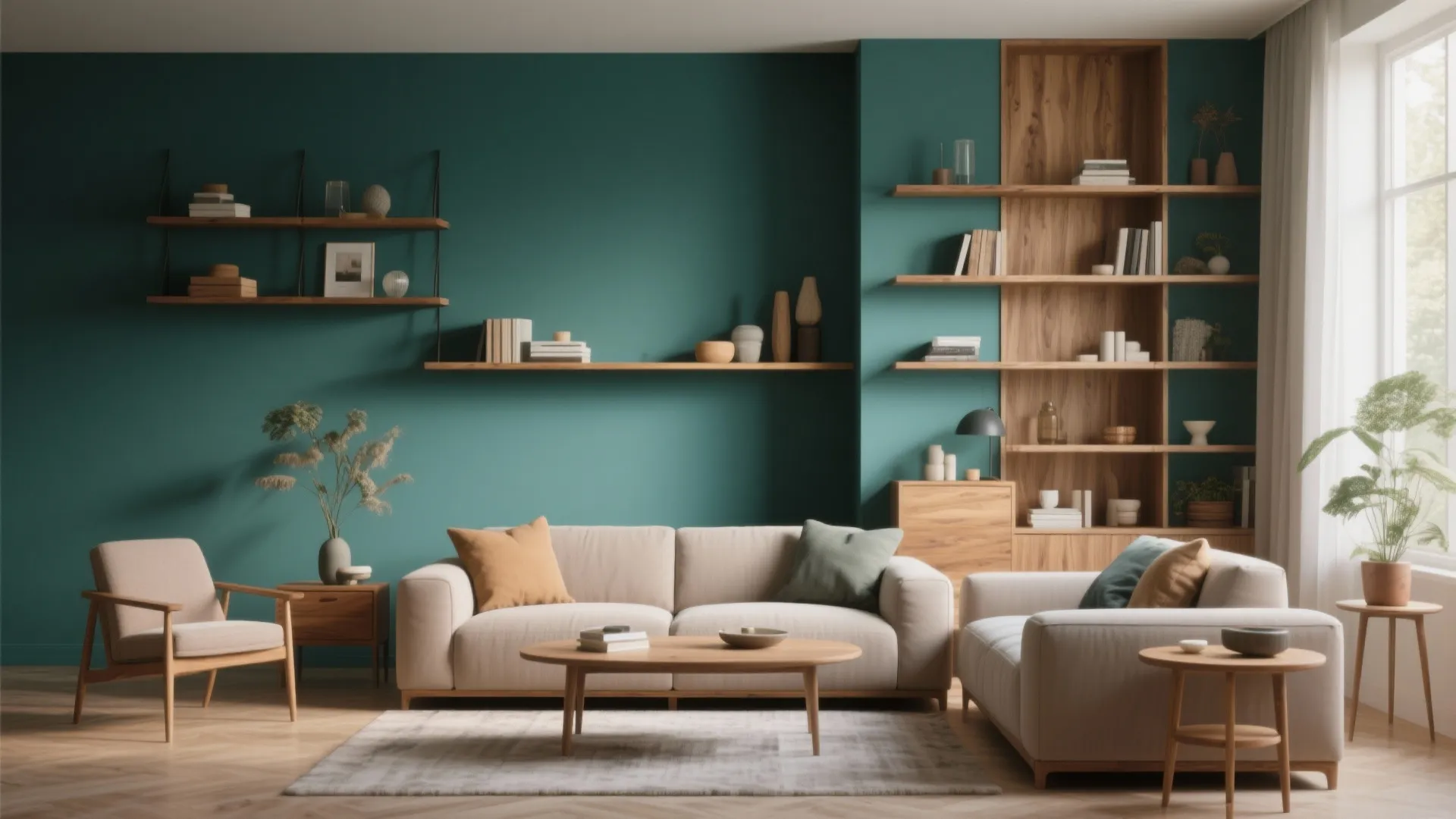 Mixing Teal with Natural Wood