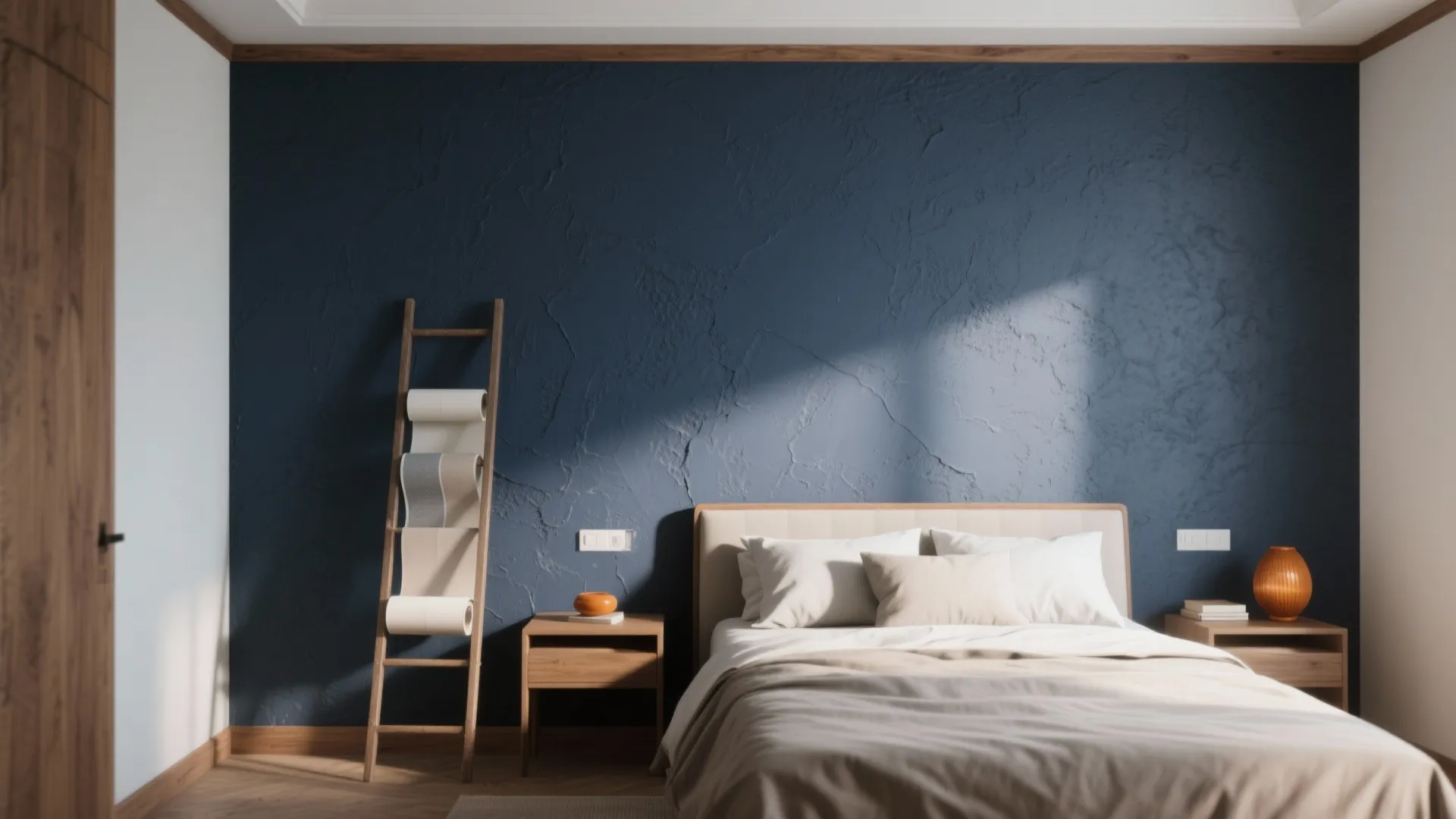 1. Team-color Accent Wall with Subtle Texture