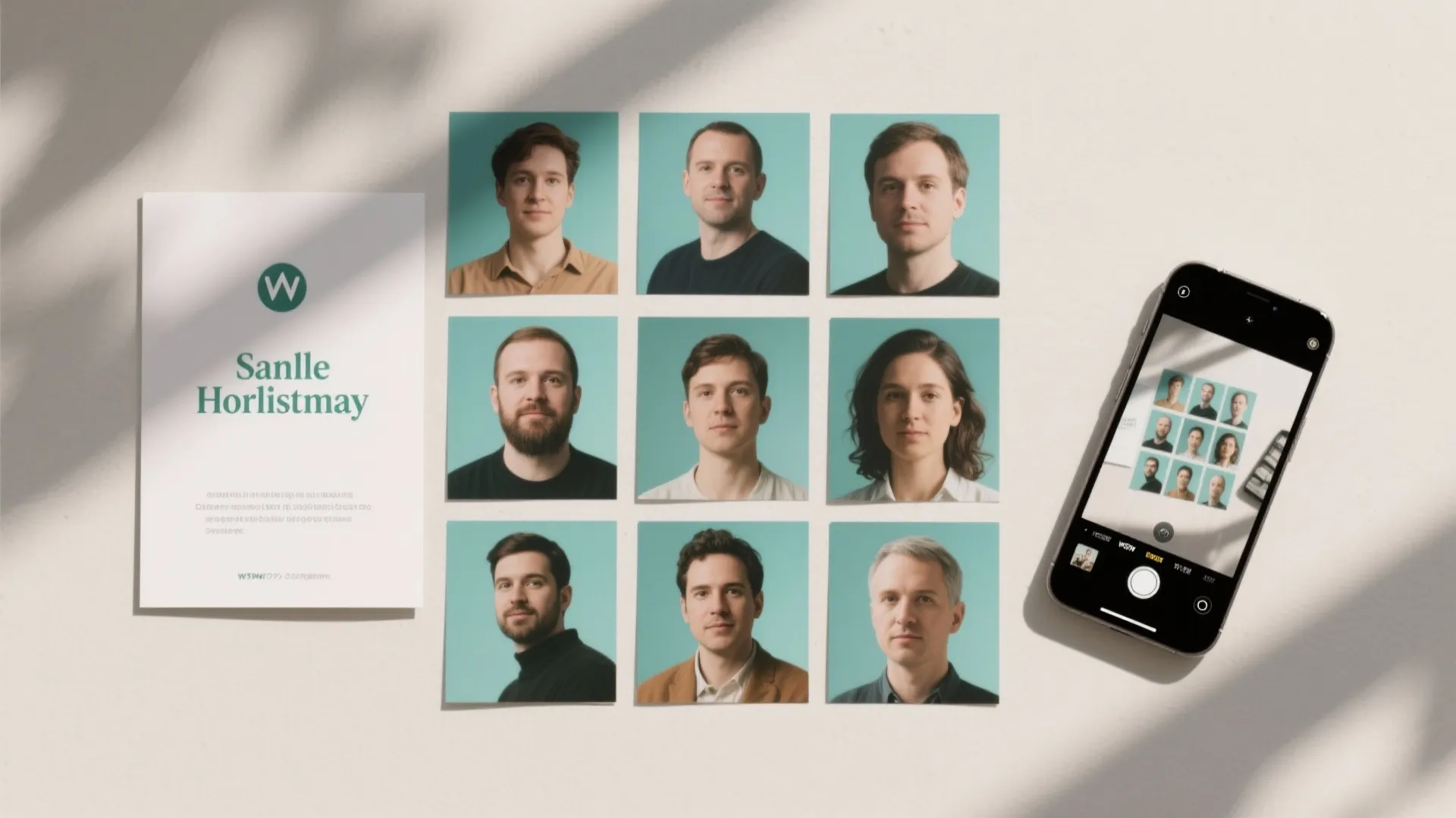 1. Minimalist Photo Card with Team Grid