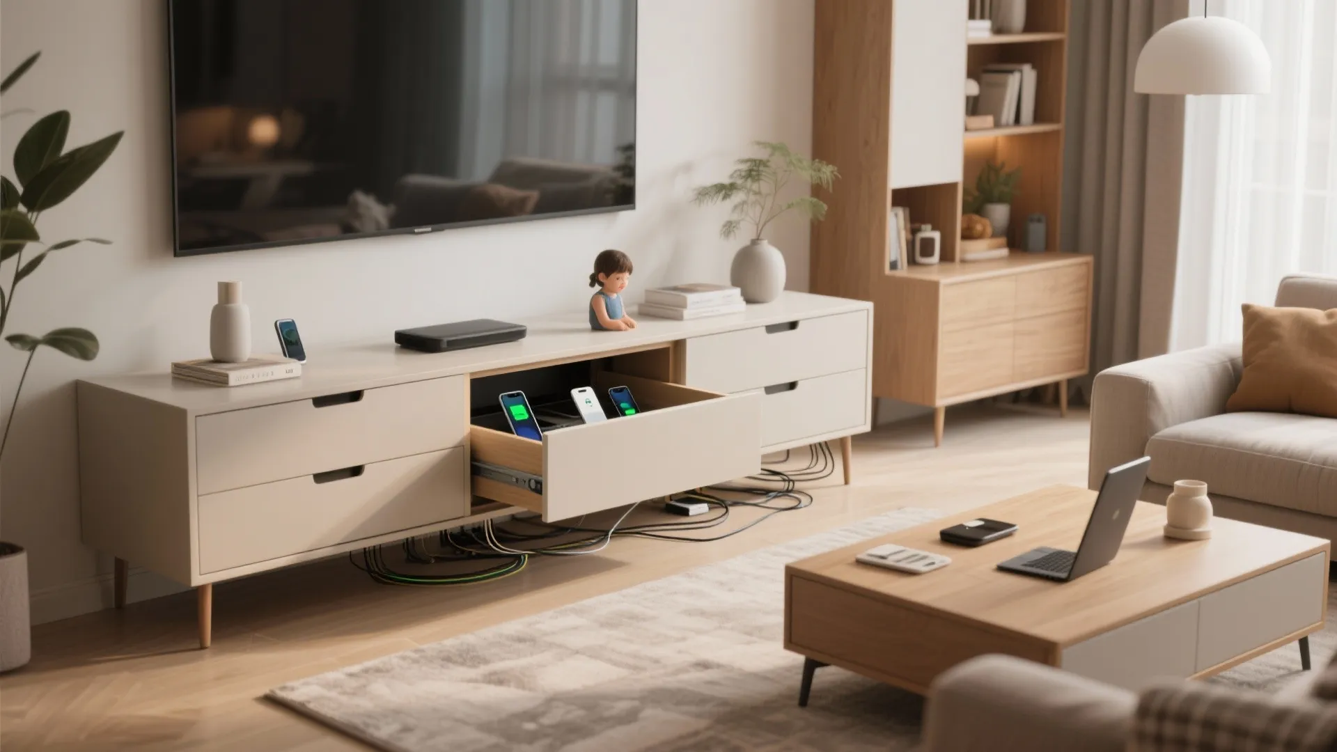 10. Multi-Function Dresser with Charging Station