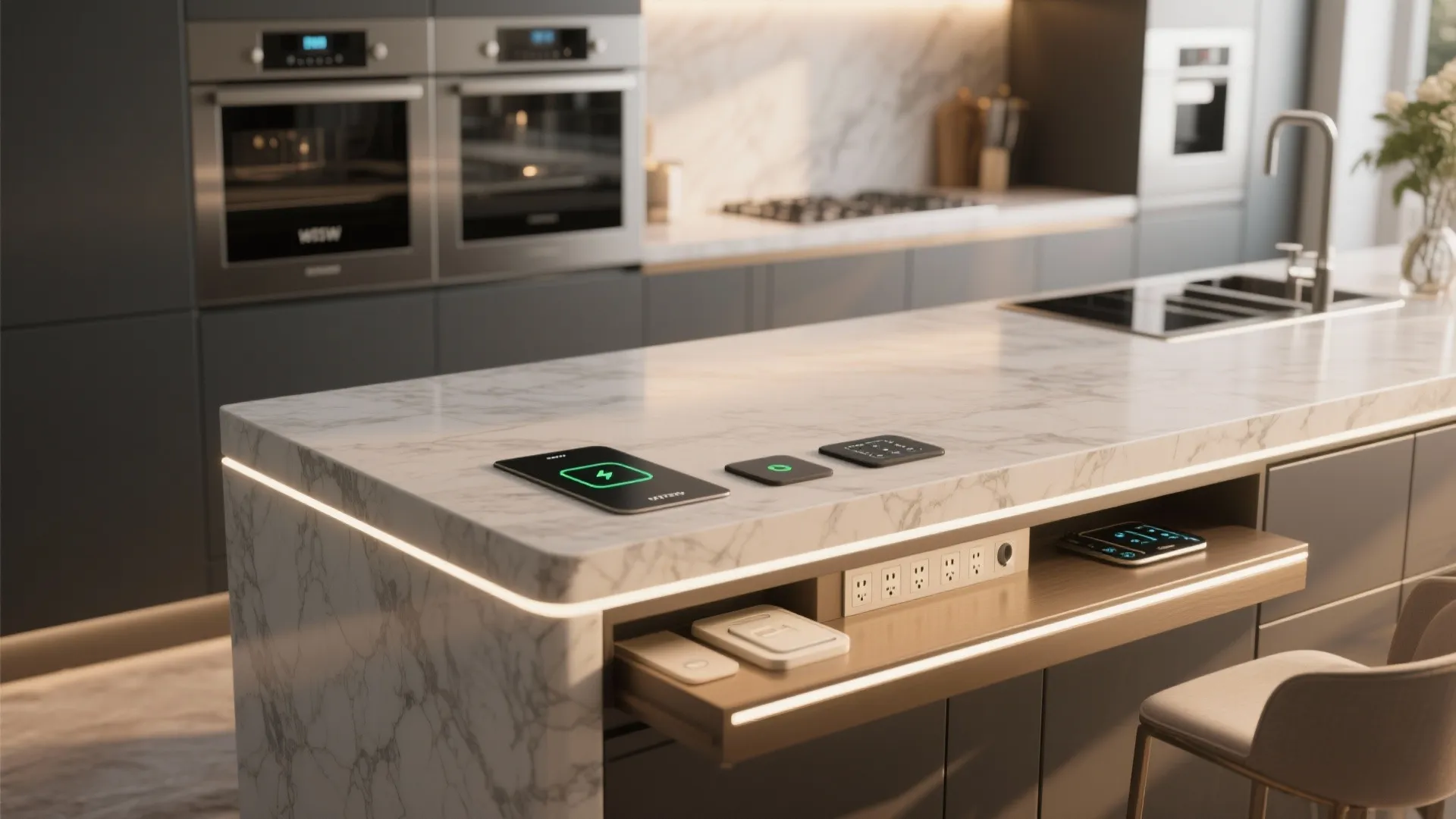 5. Statement island with integrated design tech