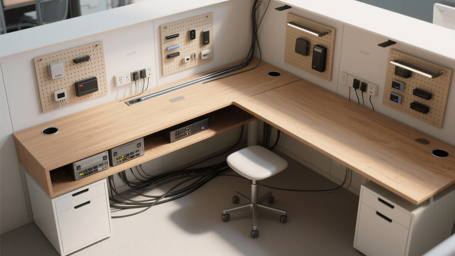 Discreet tech management and multi-use seating