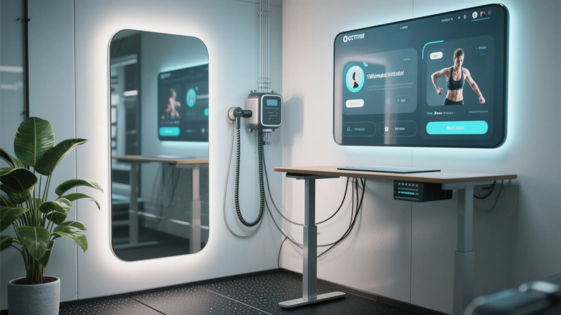 4. Tech-Integrated Micro Gym: Smart Mirror & Compact Equipment