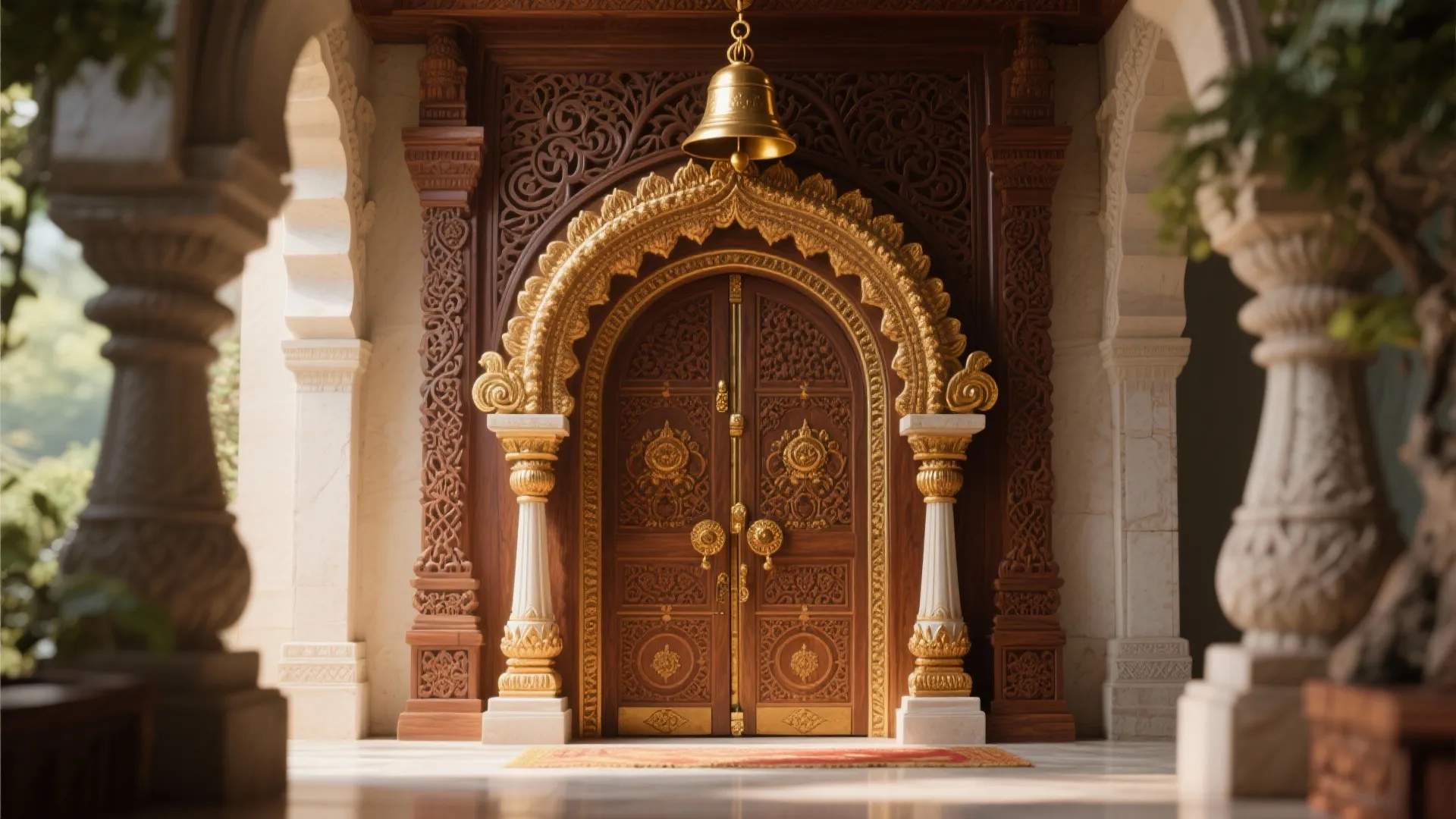 Temple-style Arch Door with Bells