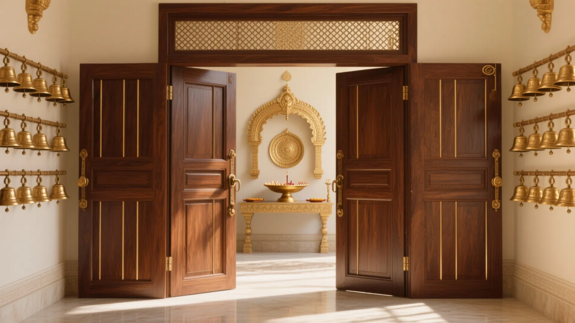 Temple-Style Double Doors with Bells