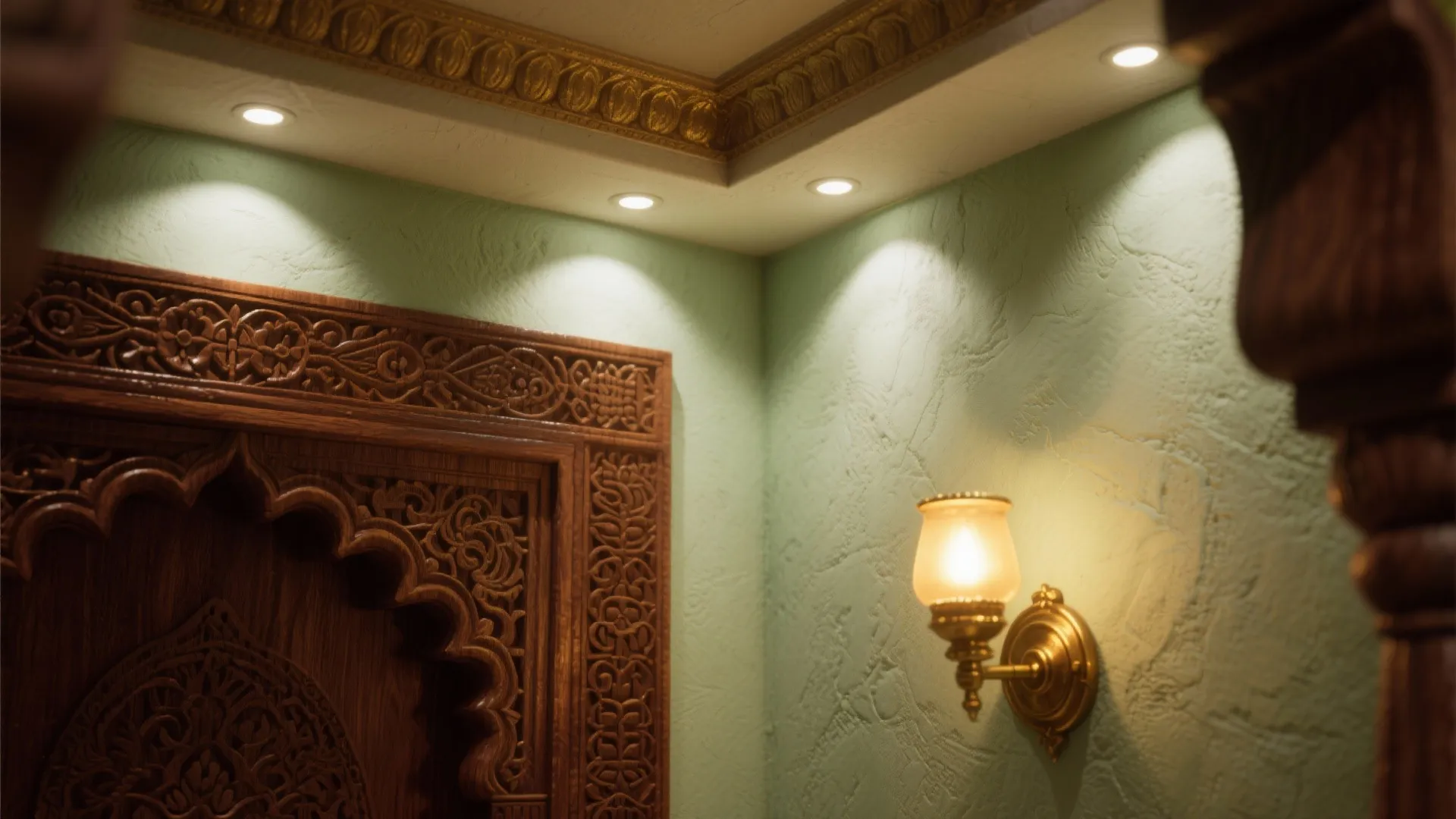 Modern lighting layers inspired by temple architecture