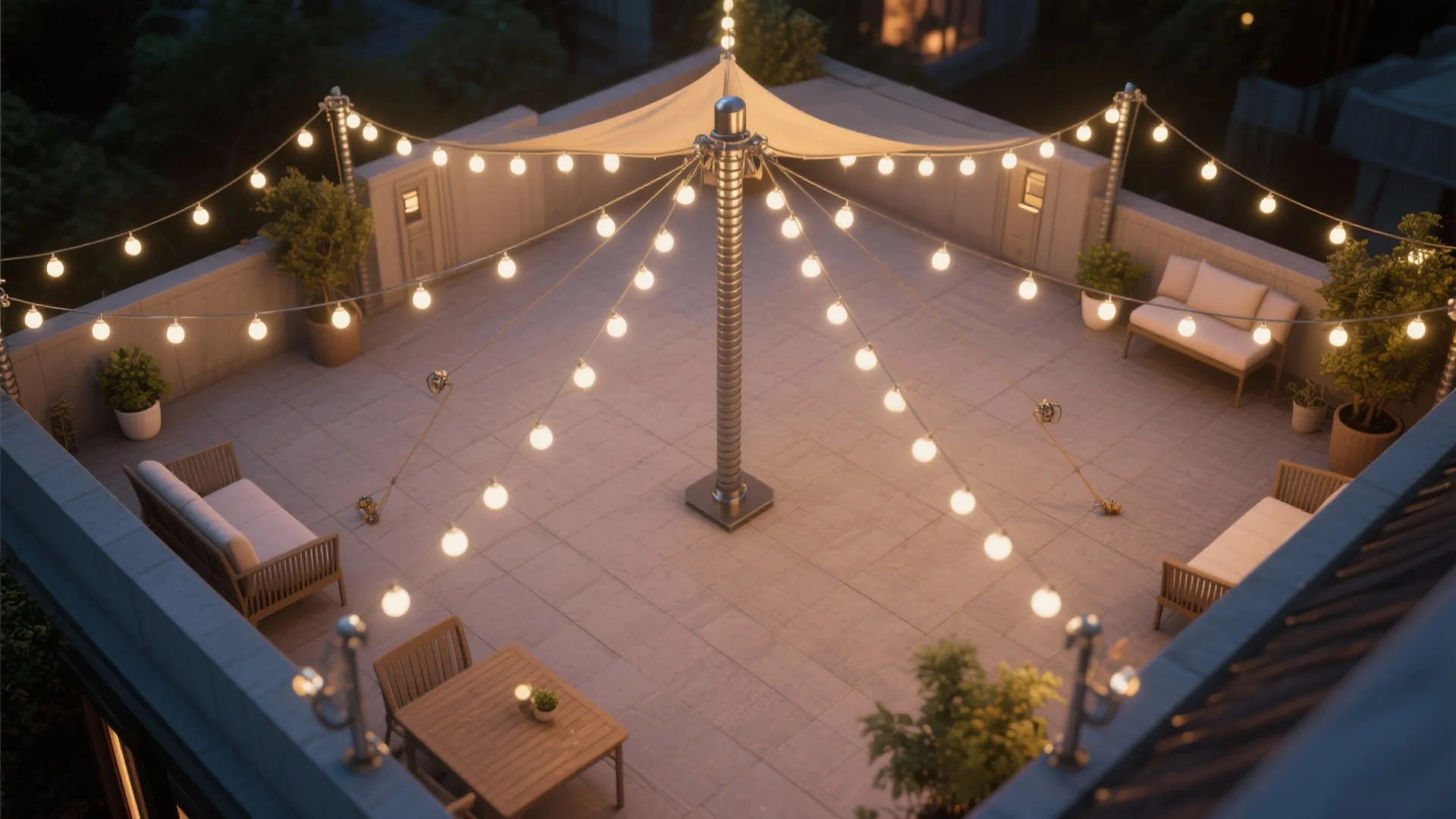 5. Tensioned Cable with Center Mast