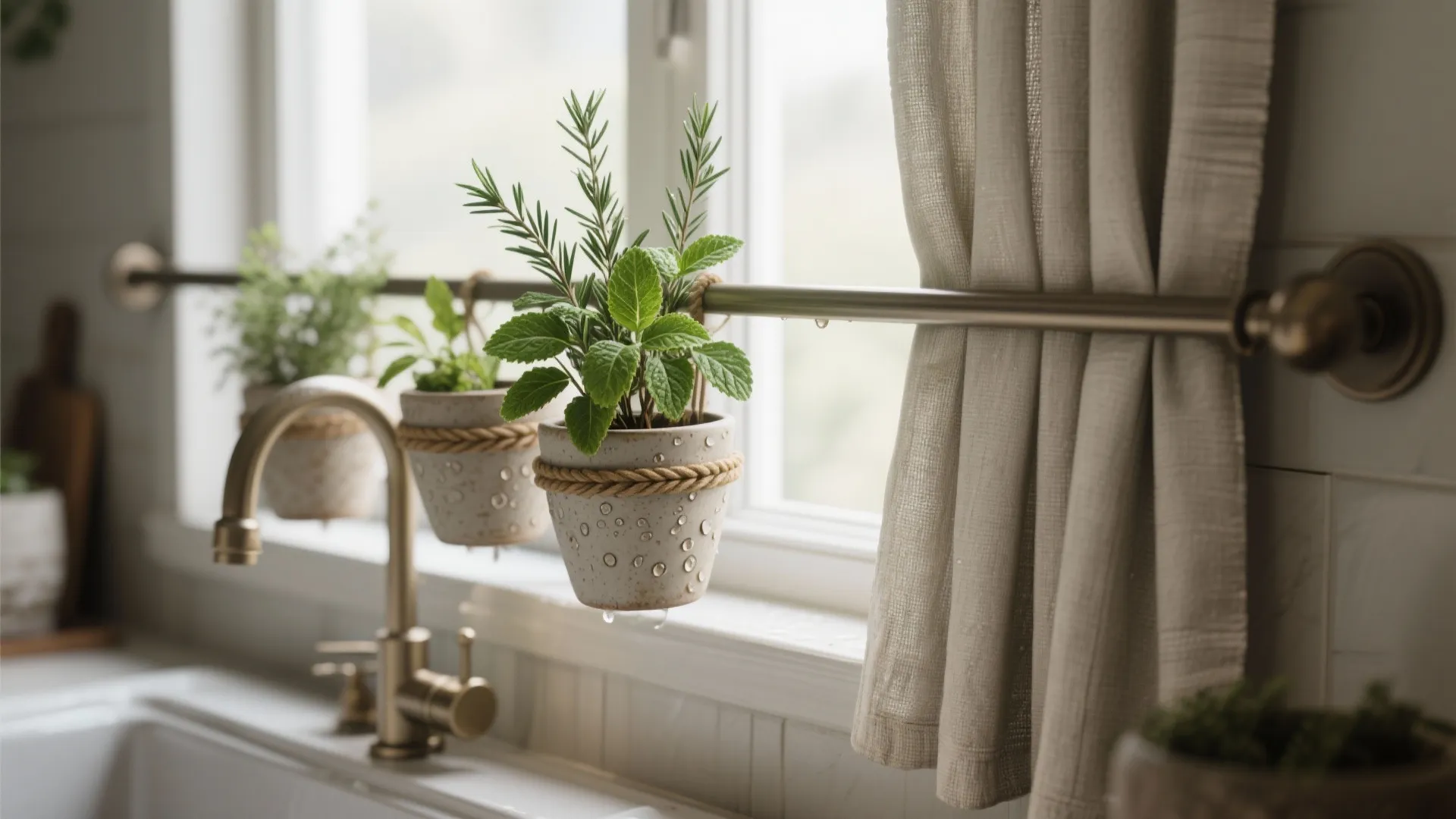 Tension Rod + Plants: Green barrier and instant charm