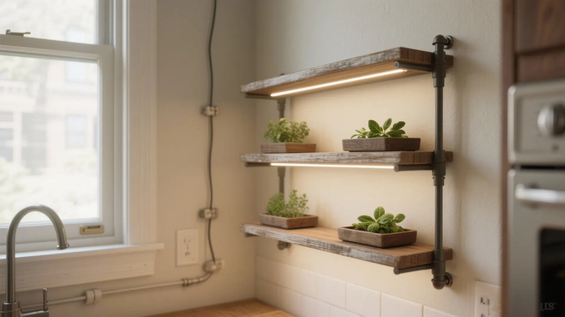 1. Tension-rod shelf stand