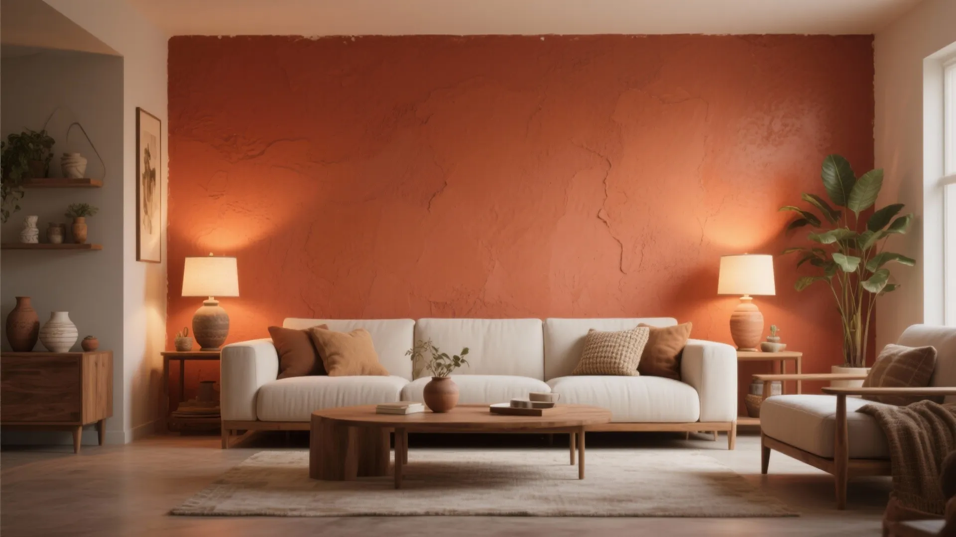 Saturated Accent Wall in Earthy Tones
